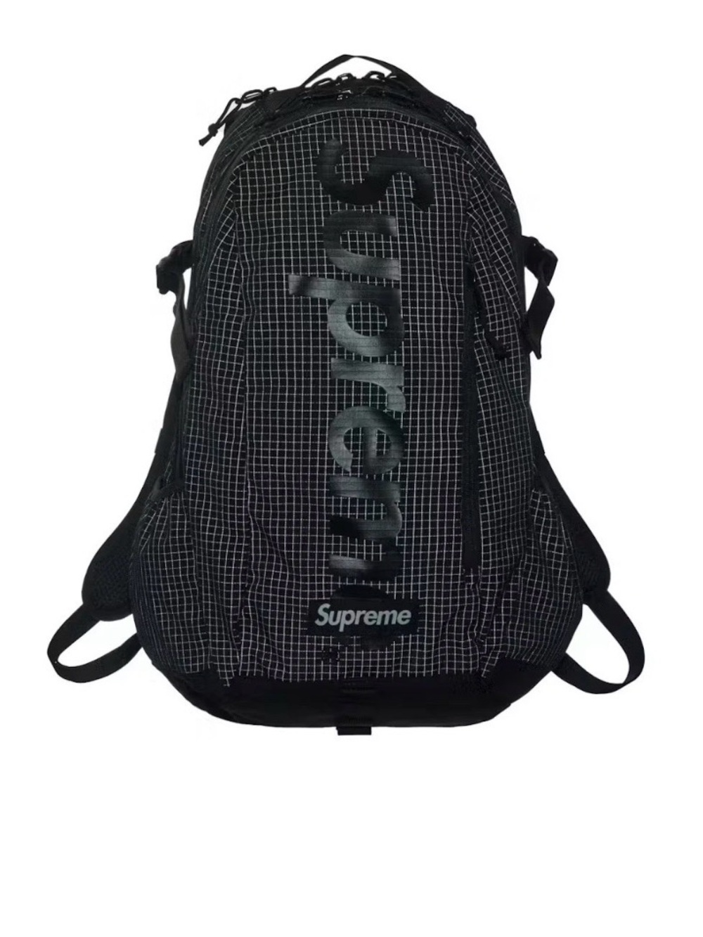 Supreme Black Grid Logo Vertical Backpack